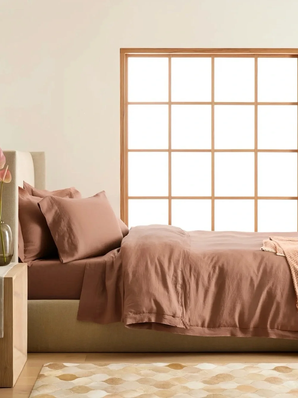 Quince European Linen 4-Piece Sheet Set Queen Desert Sunset 100% Linen
